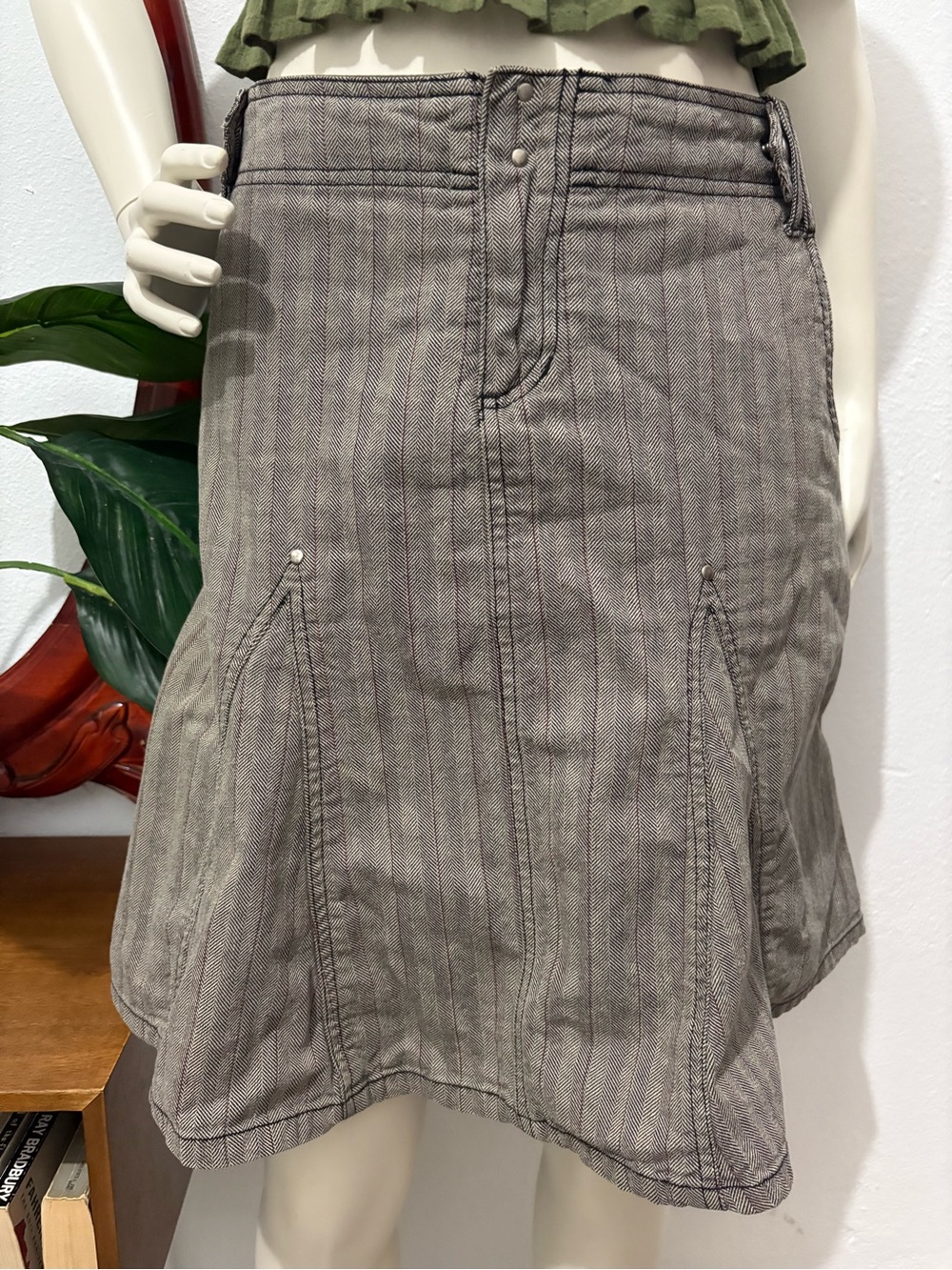 Women's Y2K Urban Outfitters Whimsi Grungy Midi Skirt in Brown & Gray